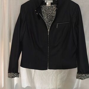 Jacket black good condition smoke free leopard lining